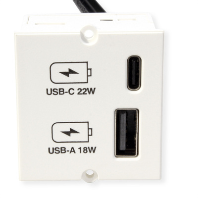 Modul pre BACHMANN, nabíjací/charger, 2xUSB (USB A + USB Typ C), 22W, 0.2m, GST18, biely