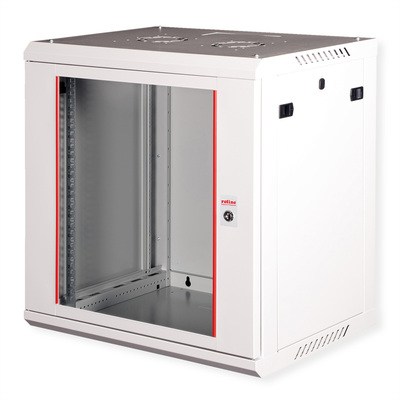 19" Rack na stenu 12U, sivý, 645x600x450mm (HxWxD), odnímateľné bočnice