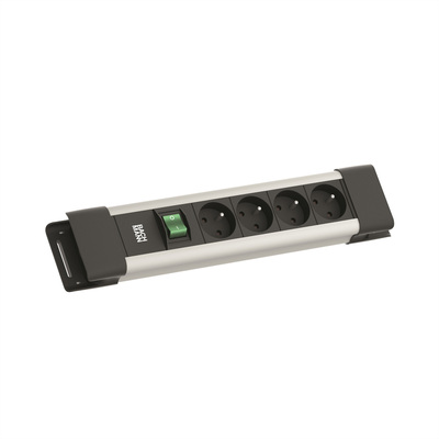 Predlžovačka CONNECTUS, 4xUTE 230V, vypínač, 2m kábel 1.5mm², hliník, čierna