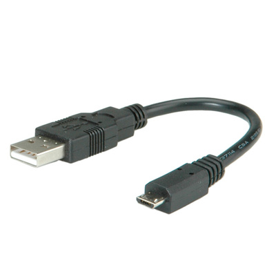 Kábel USB 2.0 A/MICRO-B M/M 0.15m, High Speed, čierny