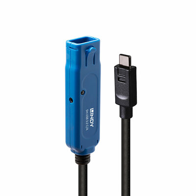 Kábel USB 3.2 Gen 1, Typ C CM/AF 5m, 5Gbps, čierny, predlžovací, aktívny, Pro, reťazitelný