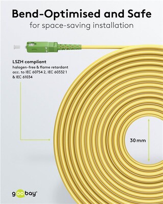 Fiber kábel SC/APC-SC/APC, 0.5m Simplex OS2(9/125µm), LSOH, 3mm, Kábel pre Orange a Magio, žltý