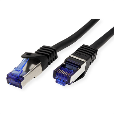 S/FTP (PiMF) Patchkábel LSOH TPE 30m drôt cat.6a, AWG23, 500MHz, 10GBase-T, čierny, meď, UV odolný