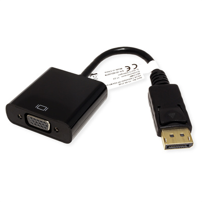 Adaptér DisplayPort na VGA M/F, 15cm, passívny, čierny