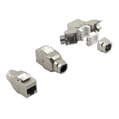 Konektor Keystone cat.8.1, tienený, strieborný, beznástrojový (toolless), SLIM