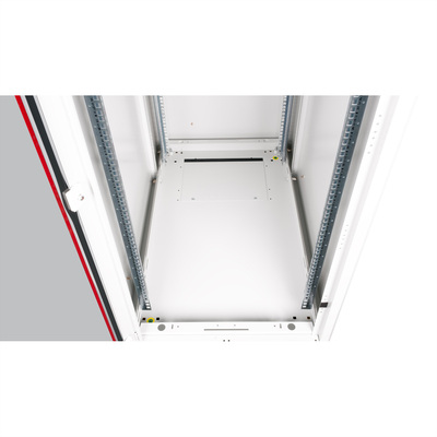 19" Rack na podlahu 42U, 2010x600x1000mm (HxWxD), BASIC, sklenené dvere, sivý