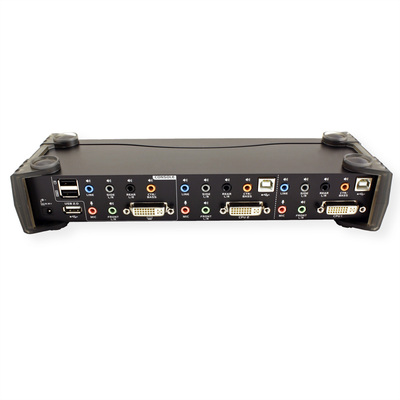 KVM switch/prepínač 2PC, DVI-D, USB, USB hub, audio 5.1, Hotkeys, Pushbuttons