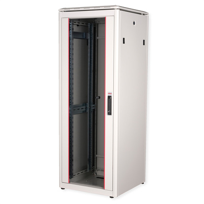 19" Rack na podlahu 32U, 1609x600x600mm (HxWxD), PRO, sklenené dvere, sivý