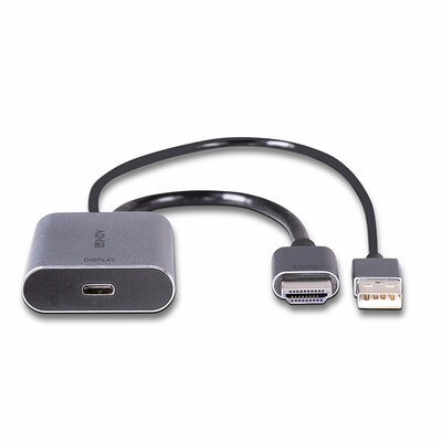 Adaptér HDMI na USB 3.1 Type C, napájanie USB A, čierny, 13cm