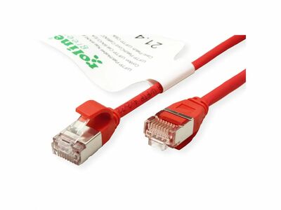 U/FTP Patchkábel LSOH TPE 0.15m cat.6a, červený, slim, Cu, Flex Cable, Roline Green, Eco obal