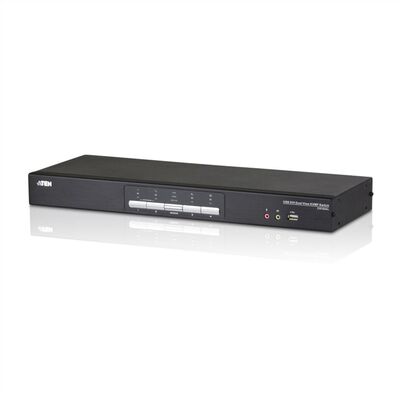KVM switch/prepínač 4PC, DVI-I, USB, USB hub, audio, DUAL VIEW