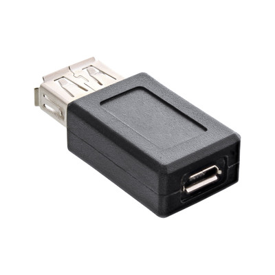 Adaptér USB 2.0, A-Micro-B F/F, 480Mbps, priamy, čierny