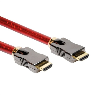 Kábel HDMI M/M 5m, Ultra High Speed+Eth, 8K@60Hz, HDMI 2.1, G pozl. kon., červený