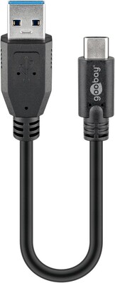 Kábel USB 3.2 Gen 1, AM/CM Typ C 0.15m, 5Gbps, čierny