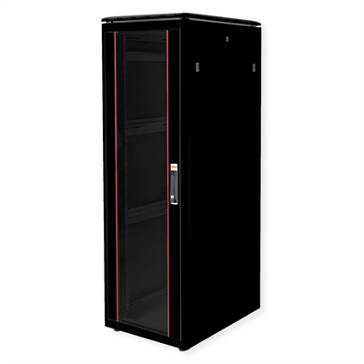 19" Rack na podlahu 36U, 1786x600x800mm (HxWxD), PRO, sklenené dvere, čierny