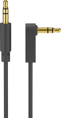 Kábel 3.5mm stereo jack M/M 0.5m 1x lomený konektor 90°, čierny, pozl. konektor