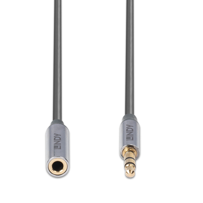 Kábel 3.5mm stereo jack M/F predlžovací 0.5m, sivý, pozl. konektor, Slim, Cromo Line