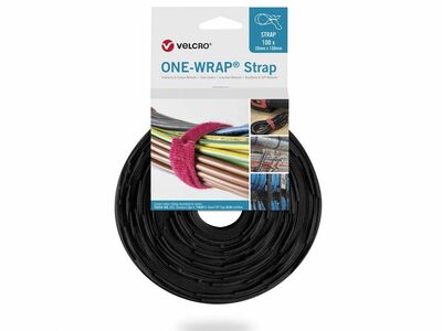 Zväzovacie lanko, suchý zips, 150x20mm, 100ks/bal, čierne, VELCRO® ONE-WRAP®