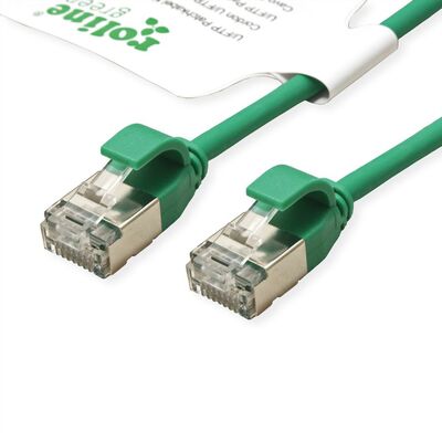 U/FTP Patchkábel LSOH TPE 0.3m cat.6a, zelený, slim, Cu, Flex Cable, Roline Green, Eco obal