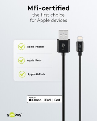 Kábel USB "Lightning" pre Apple, 0.5m, High Speed, čierny