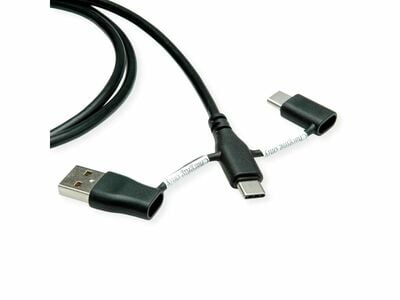 Kábel USB 2.0 CM/CM + Redukcia na USB 3.1 Typ C(datablock) a USB A, 1m, High Speed, čierny