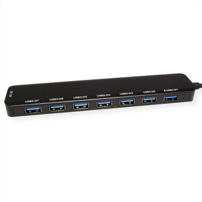 Hub USB 3.1 Gen.2 Typ C, 7 Port, 7xUSB A, 10cm, čierny, s ext. adaptérom