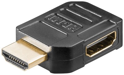 Uhlový adaptér HDMI M/F 90°, smerom doľava, 4K@60Hz, čierny, pozl. kon.