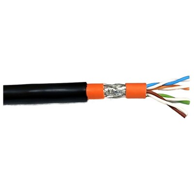 S/FTP (PiMF) drôt PE 250m cat.7, AWG23, 1200Mhz, 10GBase-T, čierny, meď, vonkajší, UV odolný