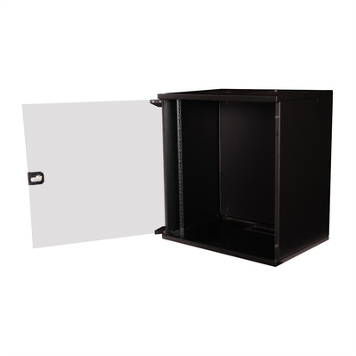 19" Rack na stenu 12U, čierny, 595x540x400 mm (HxWxD), RAL 9005, BASIC