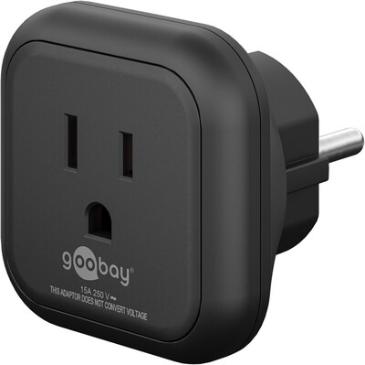Adaptér cestovný USA/Japonsko (NEMA 5-15) -> Európa (CEE7/7), max. 15A, čierny