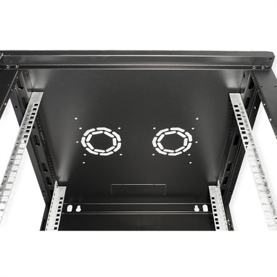19" Rack na stenu 15U, čierny, 779x600x600mm (HxWxD), odnímateľné bočnice