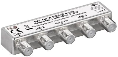 Satelitný LNB prepínač DiSEqC 4IN/1OUT, 900 - 2400 MHz