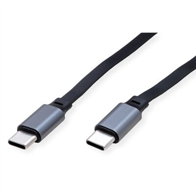 Kábel USB 2.0 Typ C CM/CM 1.2m, High Speed, Power Delivery 60w 20V3A, čierny, samonavíjací