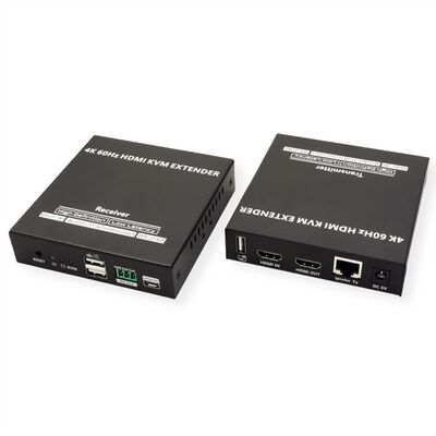 Predĺženie KVM cez TP/IP (LAN) do 120m, HDMI, USB, Audio, RS232, s lokálnym monitorom, 4K@60Hz