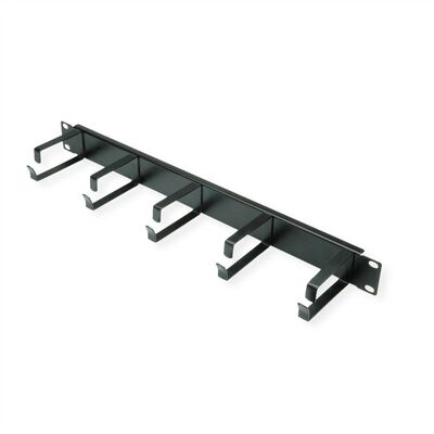 19" Panel vyväzovací, organizér, 5x oko (Typ G), 1U, oceľ, čierny