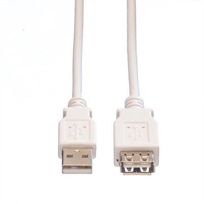Kábel USB 2.0 A-A M/F 3m, High Speed, predlžovací, biely