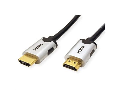 Kábel HDMI M/M 1m, Ultra High Speed+Eth, 10K@30Hz, HDMI 2.1, pozl. konektor, čierny/sivý