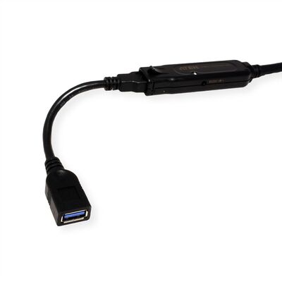 Kábel USB 3.2 Gen 1, A-A M/F 10m, 5Gbps, predlžovací, čierny, aktívny
