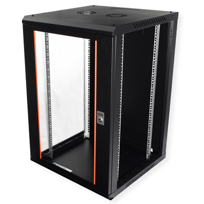 19" Rack na stenu 18U, čierny, 912x600x600mm (HxWxD), odnímateľné bočnice