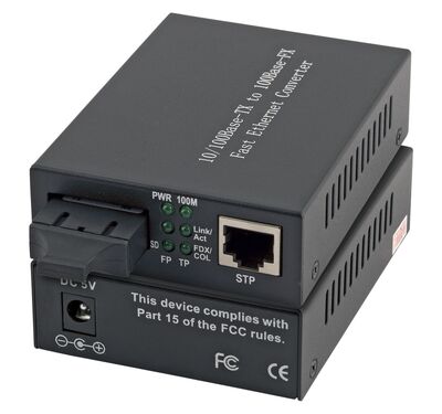 Optický konvertor RJ45 - SC, Gigabit, Singlemode OS, max. 10km, čierny