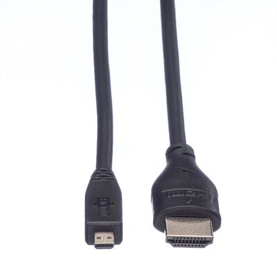 Kábel HDMI/HDMI micro M/M 2m, High Speed+Eth, 4K@30Hz, HDMI 1.4, čierny