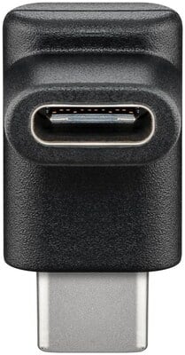 Adaptér USB 3.2 Gen 1, Typ C, CM/CF, zahnutý 90° (do dola/hora), 5Gbps, čierny