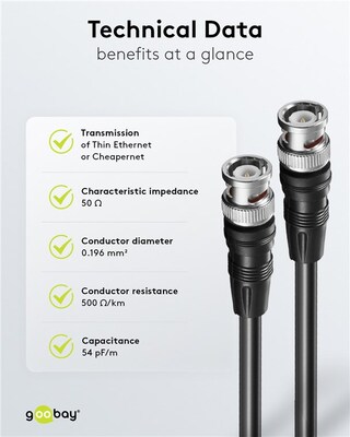Kábel BNC-BNC M/M 5m, 50 Ohm, RG58, čierny