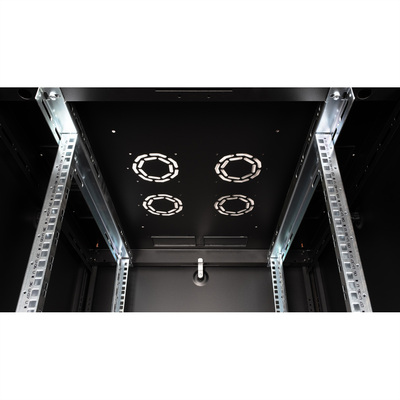 19" Rack na podlahu 42U, 2010x800x800mm (HxWxD), BASIC, sklenené dvere, čierny