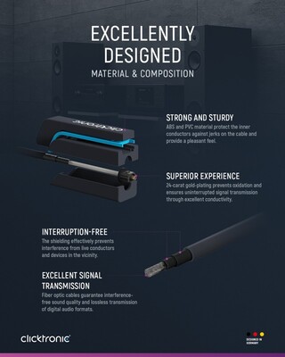 Kábel Toslink audio optický SPDIF prepojovací M/M 0.5m, ø6.0mm, modrý, ClickTronic
