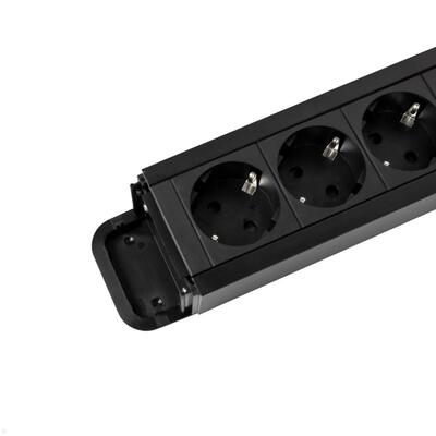 Predlžovačka PRIMO 2, 6xUTE 230V, 2m kábel 1.5mm², hliník, čierna/zelená