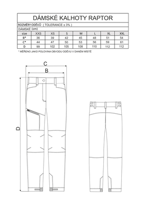 Nohavice RAPTOR dámske, odolné a pevné, cordura, čierne, M