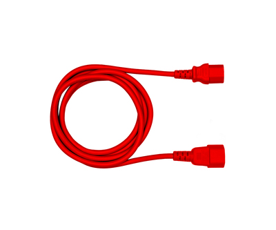Kábel sieťový 230V predlžovací, C13 - C14, 5m, 1.00mm2, 10A, červený