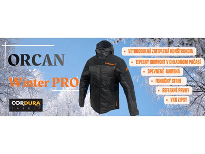 Vetrovka ORCAN WINTER PROs kapucňou, zateplená, čierna, M