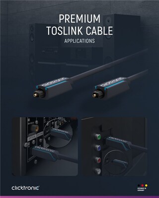 Kábel Toslink audio optický SPDIF prepojovací M/M 0.5m, ø6.0mm, modrý, ClickTronic